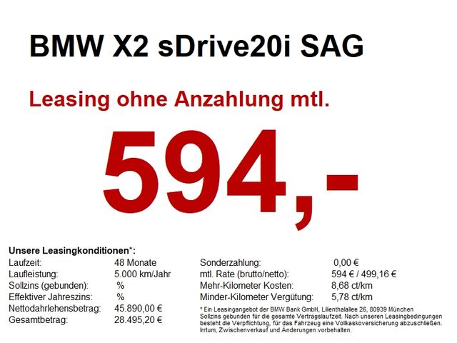 BMW X2 sDrive20i SAG M Sport AHK/LED+/ACC/CAM/hk