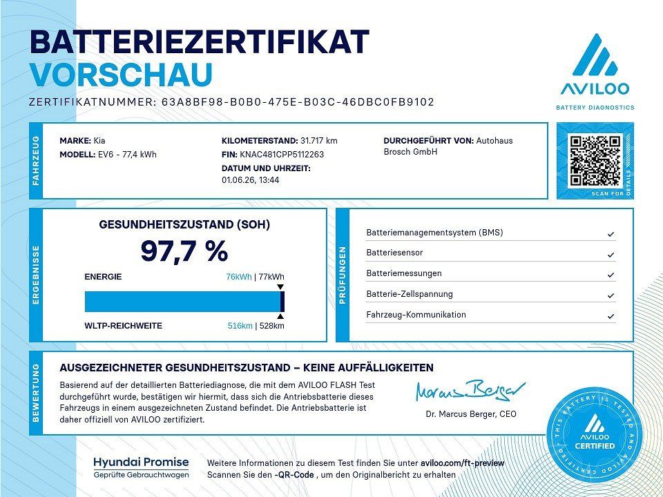 Fahrzeugabbildung Kia EV6 77kWh GT-LINE 4WD PANO AVILOO-98% ASS/DESI-P
