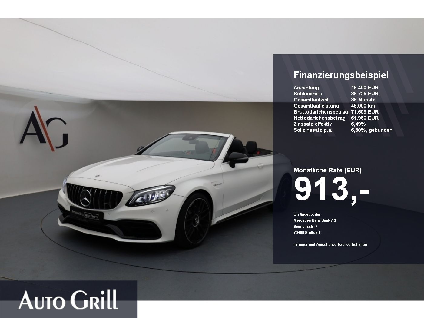 Mercedes-Benz C 63 AMG Cabrio Night Burm RIDE Perf-AGA+Lenk