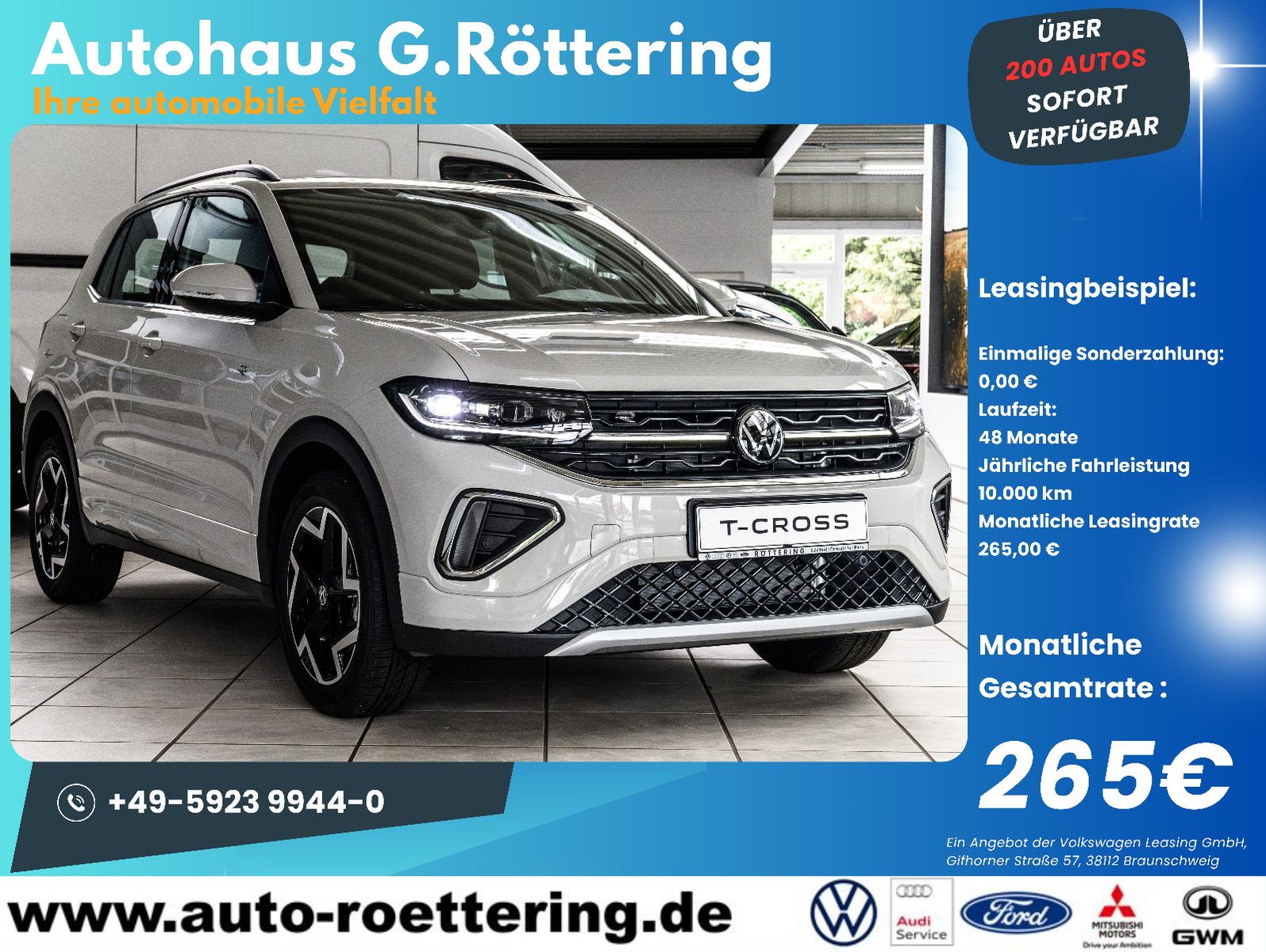 Fahrzeugabbildung Volkswagen T-Cross 1.0 TSI R-Line+DSG+Kamera+AHK+GJ-Reifen