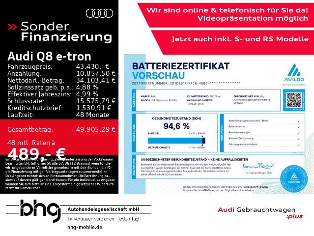 Audi Q8 e-tron 50 quattro S-line Pano AHK AirSuspensi foto 2