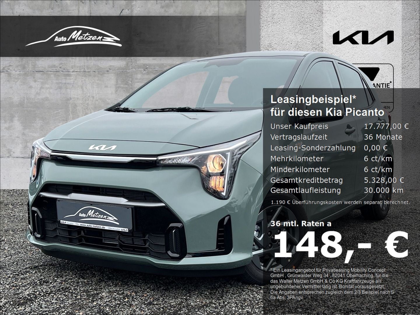 Kia Picanto 1.0 Vision MY26 Navi Apps Klimaautom DAB