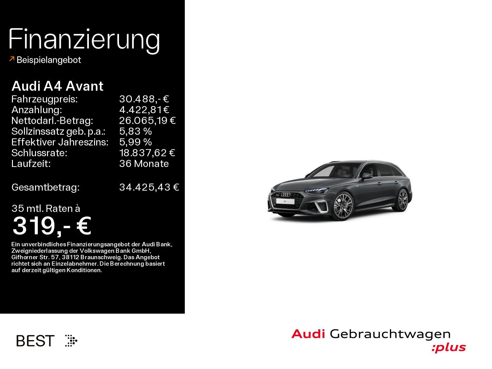 Audi A4 Avant S line 40 TDI qu. AHK, B&O, Tour, Navi