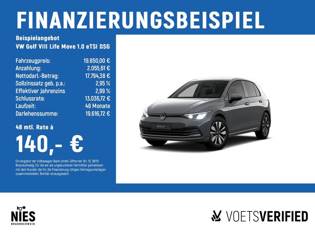 Golf VIII Life Move 1.0 eTSI DSG LED+ACC+App-Con