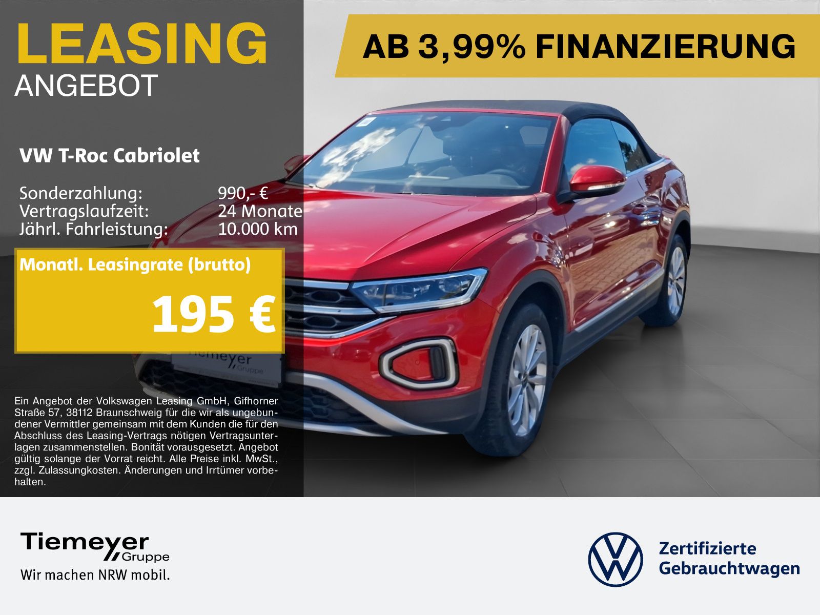 Volkswagen T-Roc Cabrio 1.0 TSI STYLE LM17 LED+ NAVI WINTER