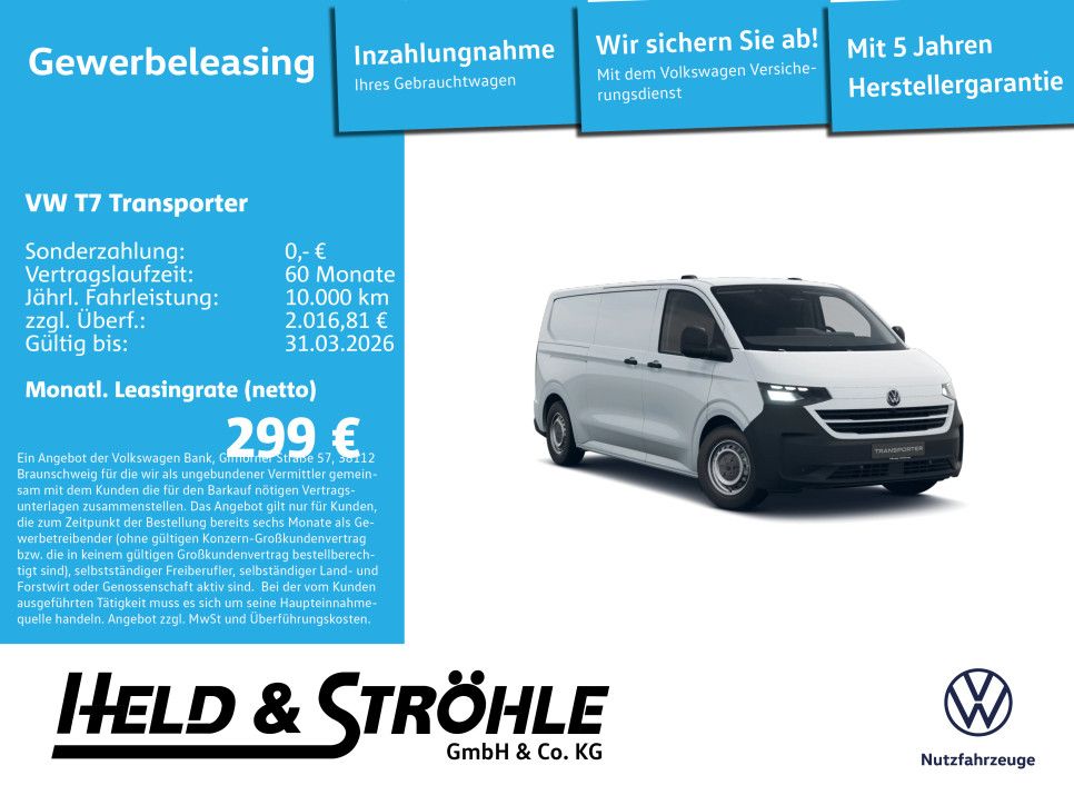 Volkswagen T7 Transporter Kasten 2.0 TDI LR KLIMA !AKTION!