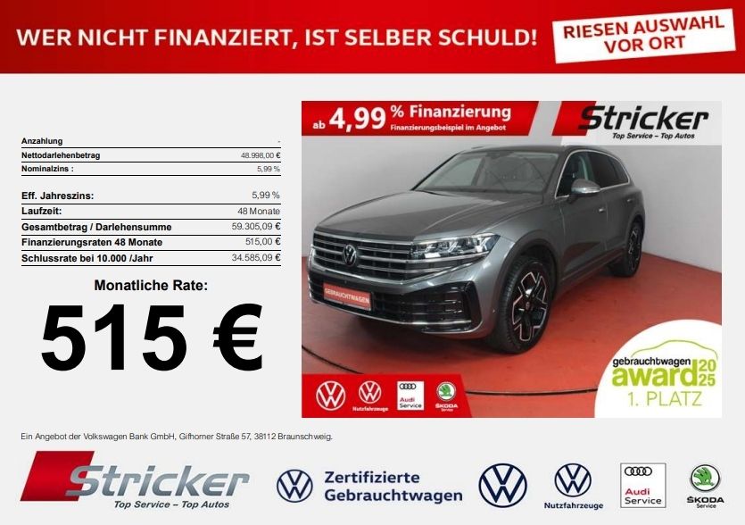 VW Touareg Elegance 3.0TDI 515,-ohne Anzahlung AHK
