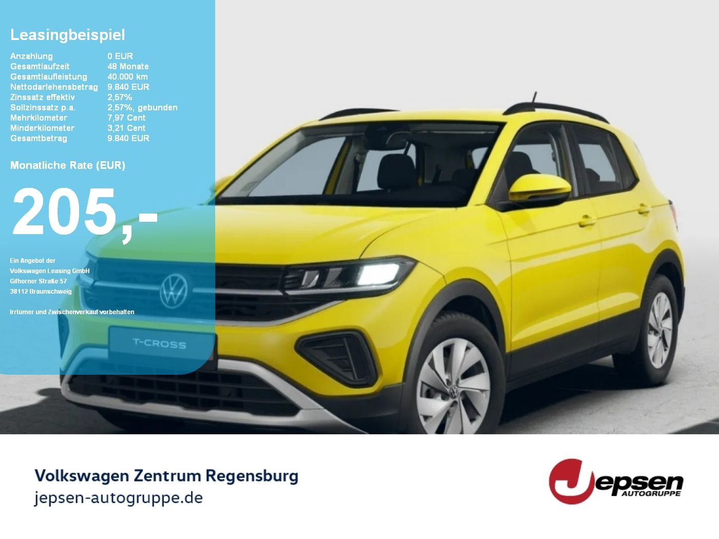 Volkswagen T-Cross Life TSI 205€ ACC LED LM