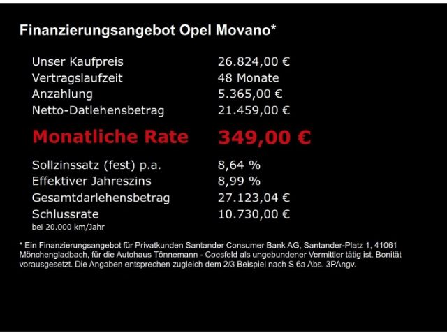 Movano C CARGO L3H2 3,5T VERSTÄRKT+RÜCKFAHRKAMER