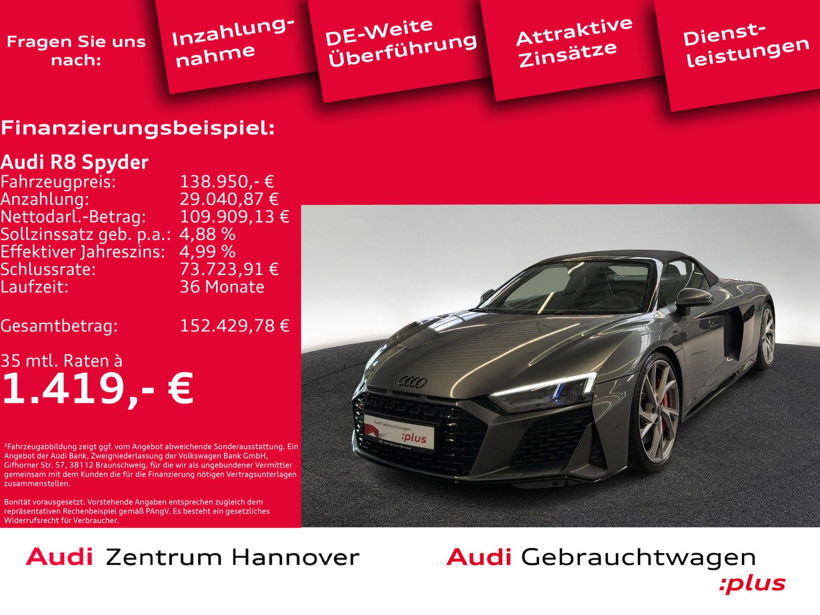 Audi R8 Spyder performance 5.2 FSI quattro Laser B&O