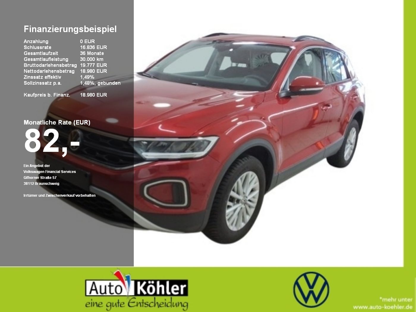 Volkswagen T-ROC Life TSI CarPlay/Kamera/ACC/LED/Shz/Alu