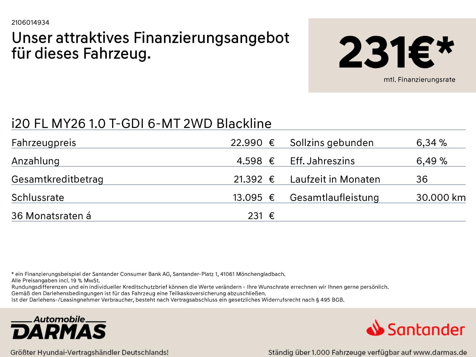 Hyundai i20 FL MY26 1.0 T-GDI 6-MT 2WD Blackline