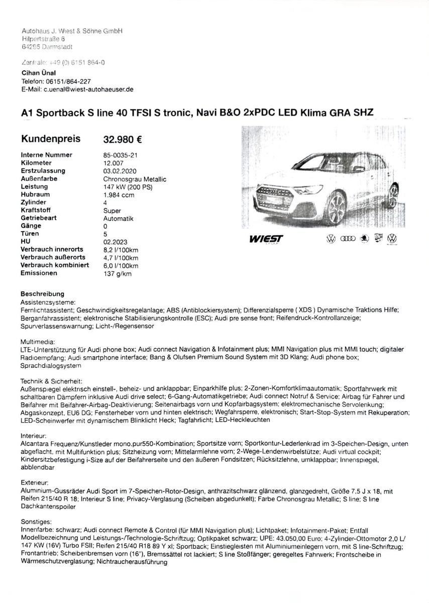 Audi A1 40 TFSI S tronic Sportback -