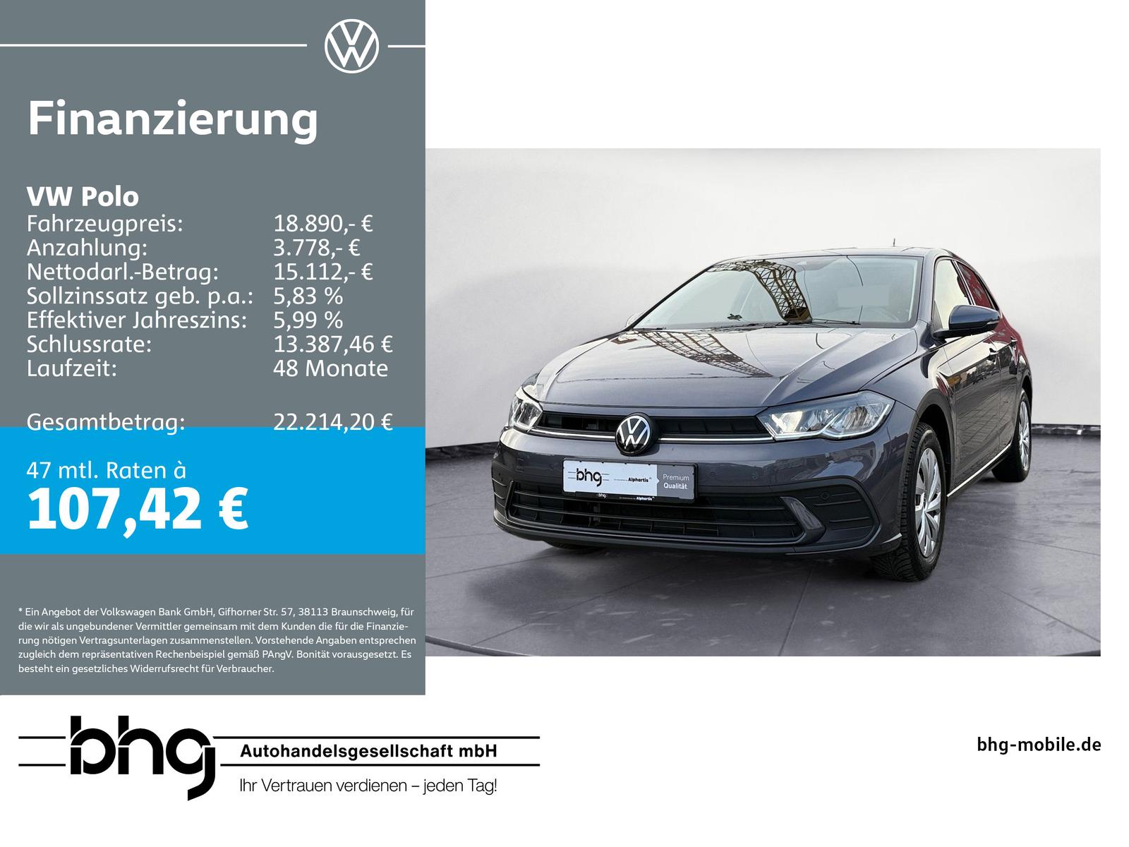 Volkswagen Polo Life 1,0 l TSI OPF ACC, AppConnect, Vorders