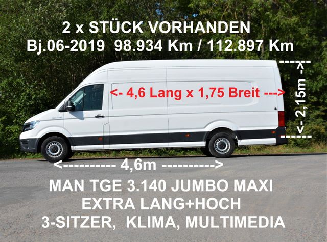 MAN TGE 3.140 MAXI JUMBO ÜBERHANG EXTRA LANG + HOCH