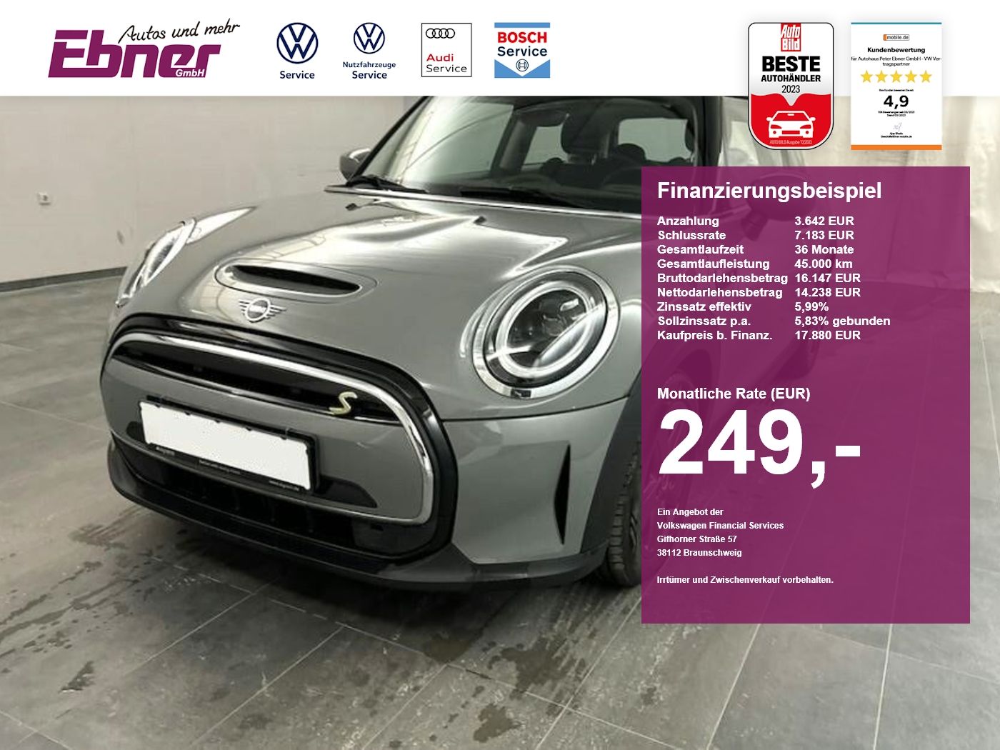 MINI Cooper SE Essential Trim KAMERA+NAVI+APP+LED+GRA