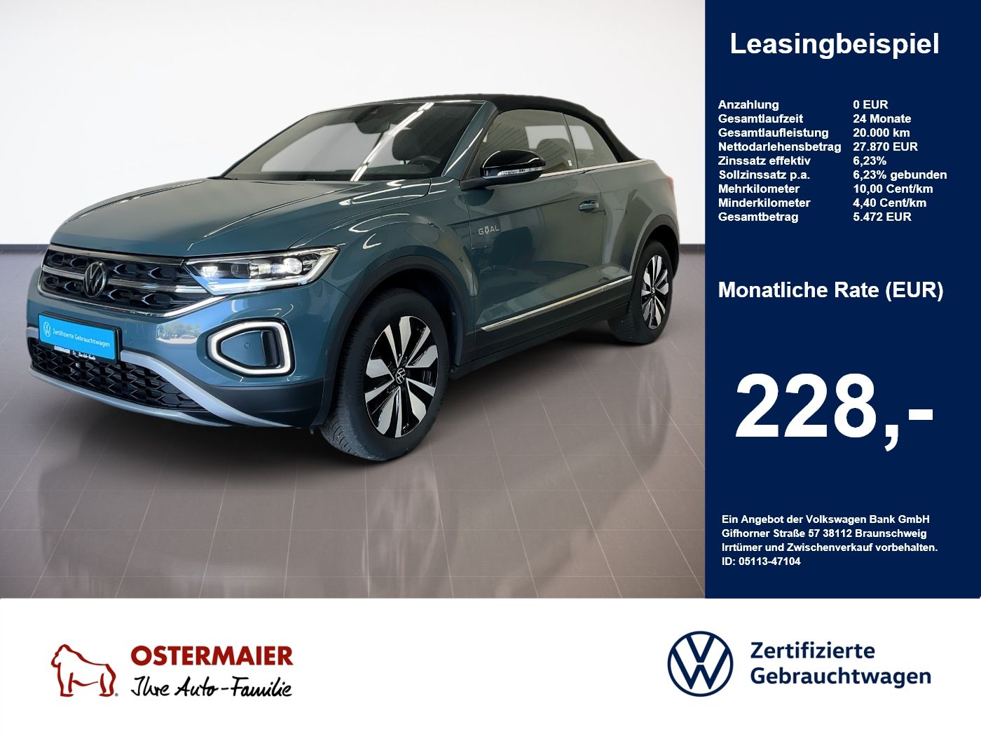 Volkswagen T-Roc Cabriolet GOAL 1.5TSI 150PS DSG ACC.5J-G.N