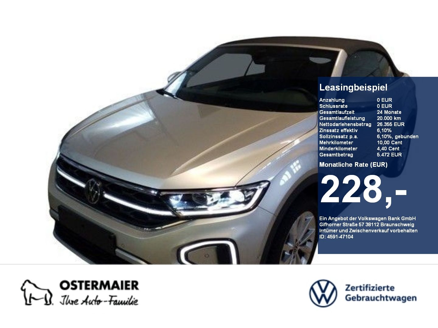 Volkswagen T-Roc Cabriolet STYLE 1.0TSI 116PS ACC.5J-G.STHZ