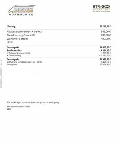 Etrusco CV 600 DB 4.111,00 € Sondernachlass!