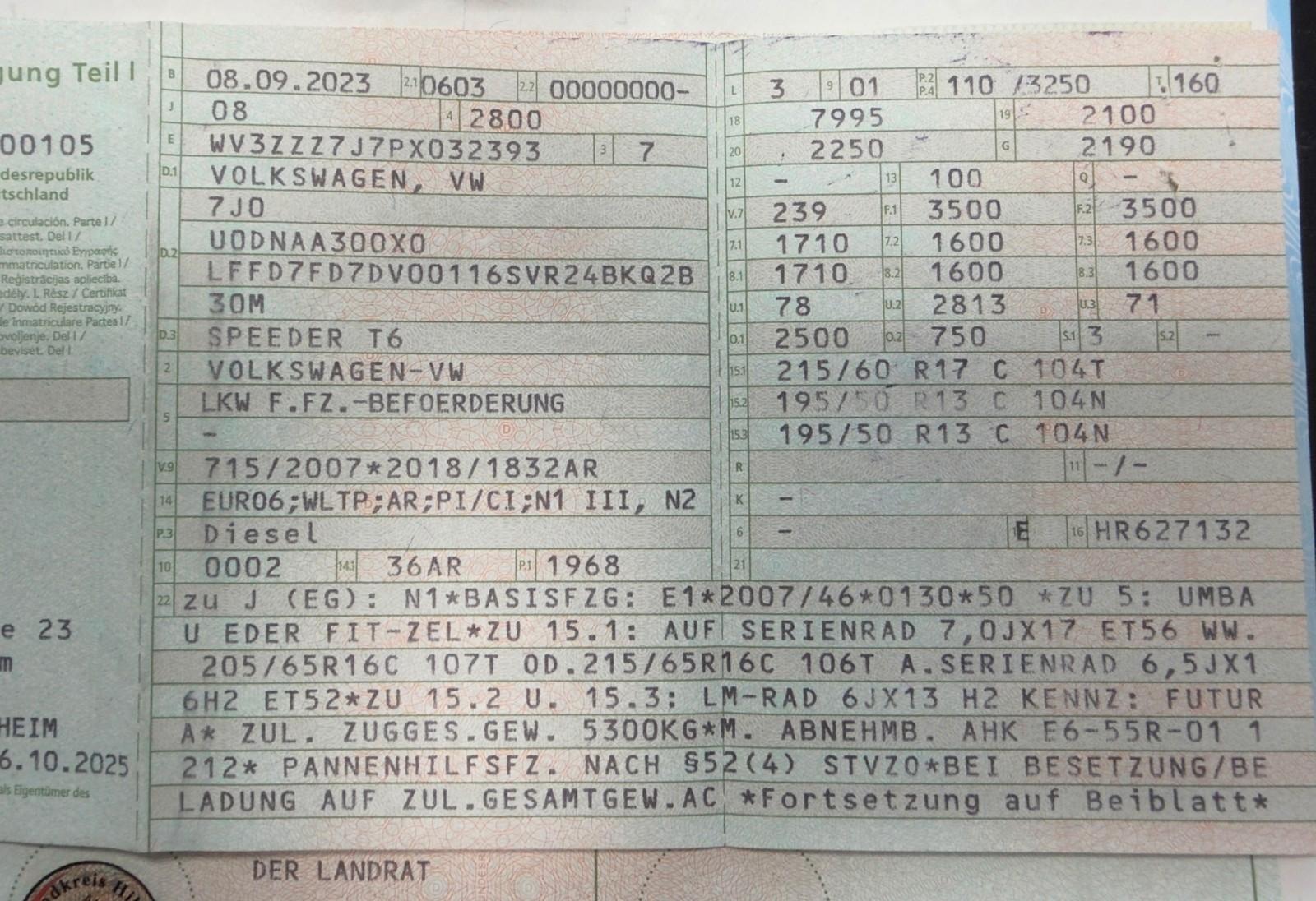 Volkswagen T6.1 2,0 TDI DSG Fitzel Speeder 47-21 *NEUWERTIG