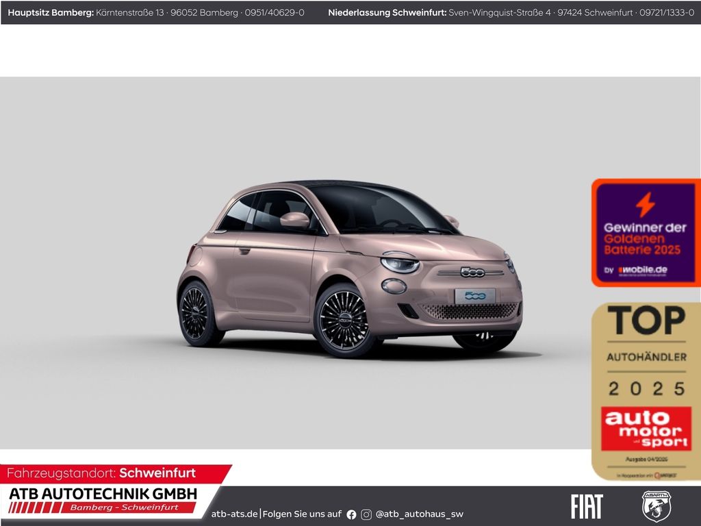 Fiat 500e Cabrio 42 kWh LaPrima Navi LED ACC Apple Ca