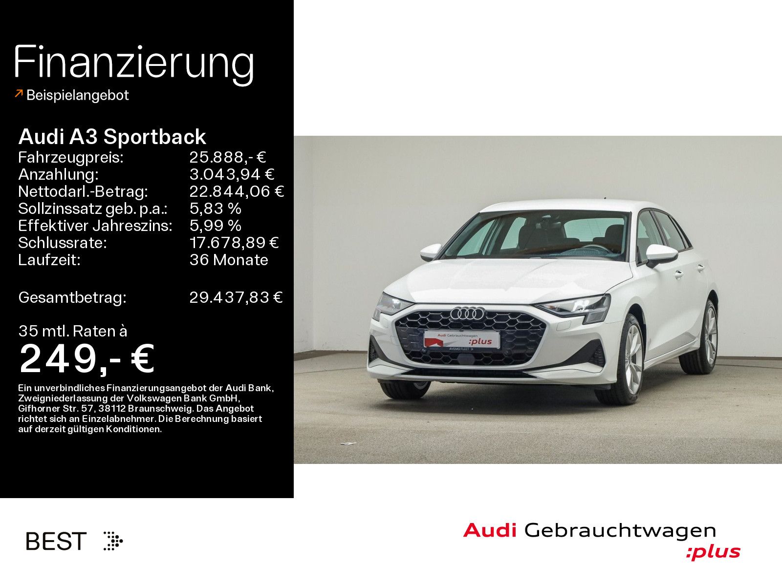 Audi A3 Sportback advanced 30 TFSI Navi, Klima Plus