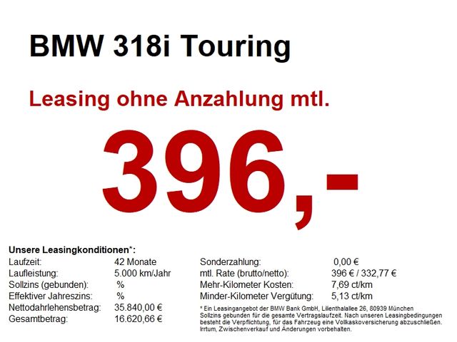 BMW 318i Touring AHK/hk/K-ZUGANG/S-LENKRAD/SH/PRIVAC