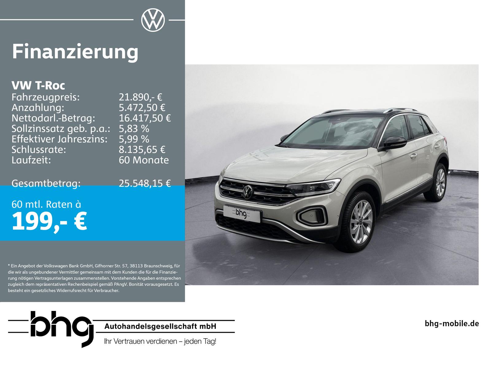 Volkswagen T-Roc 1.0 TSI Style AHK, AppConnect, ACC, Rückfa