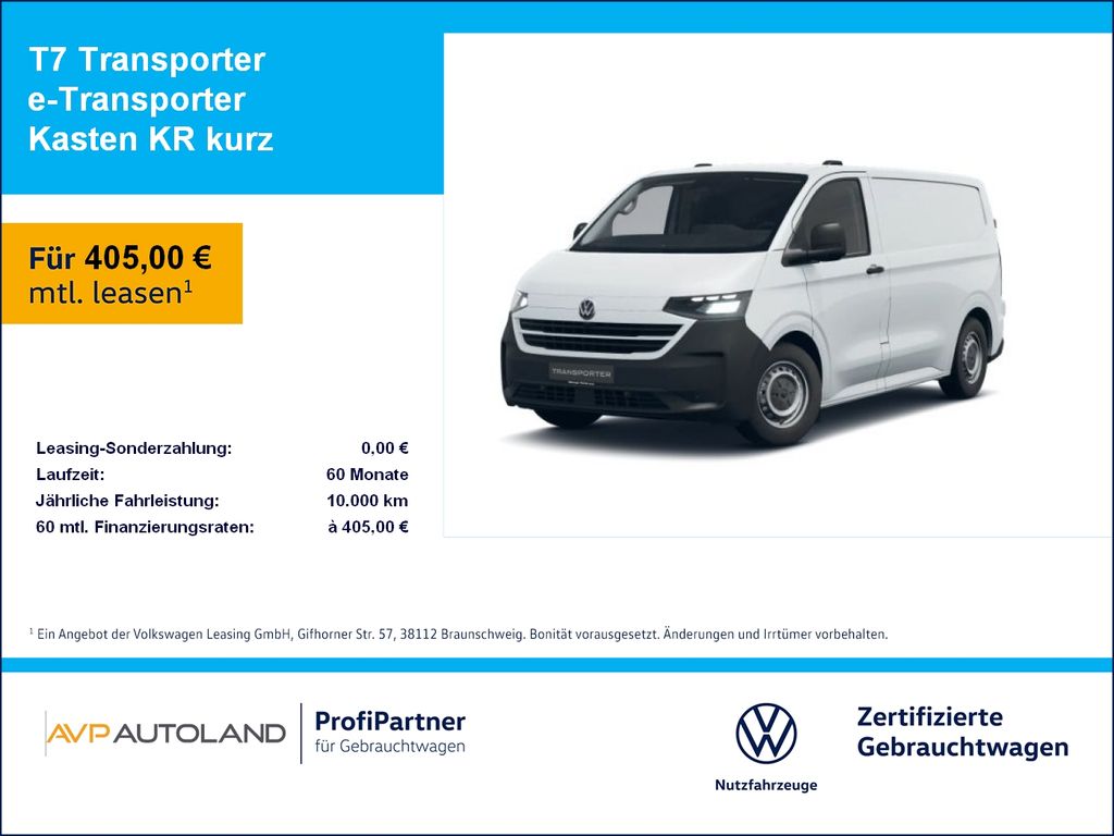 Volkswagen T7 Transporter e-Transporter Kasten KR kurz