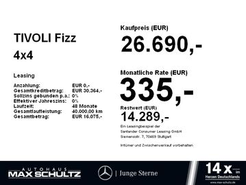 Fahrzeugabbildung Ssangyong TIVOLI Fizz 4x4 *Navi*Tempomat*Kamera*Shz*4WD*
