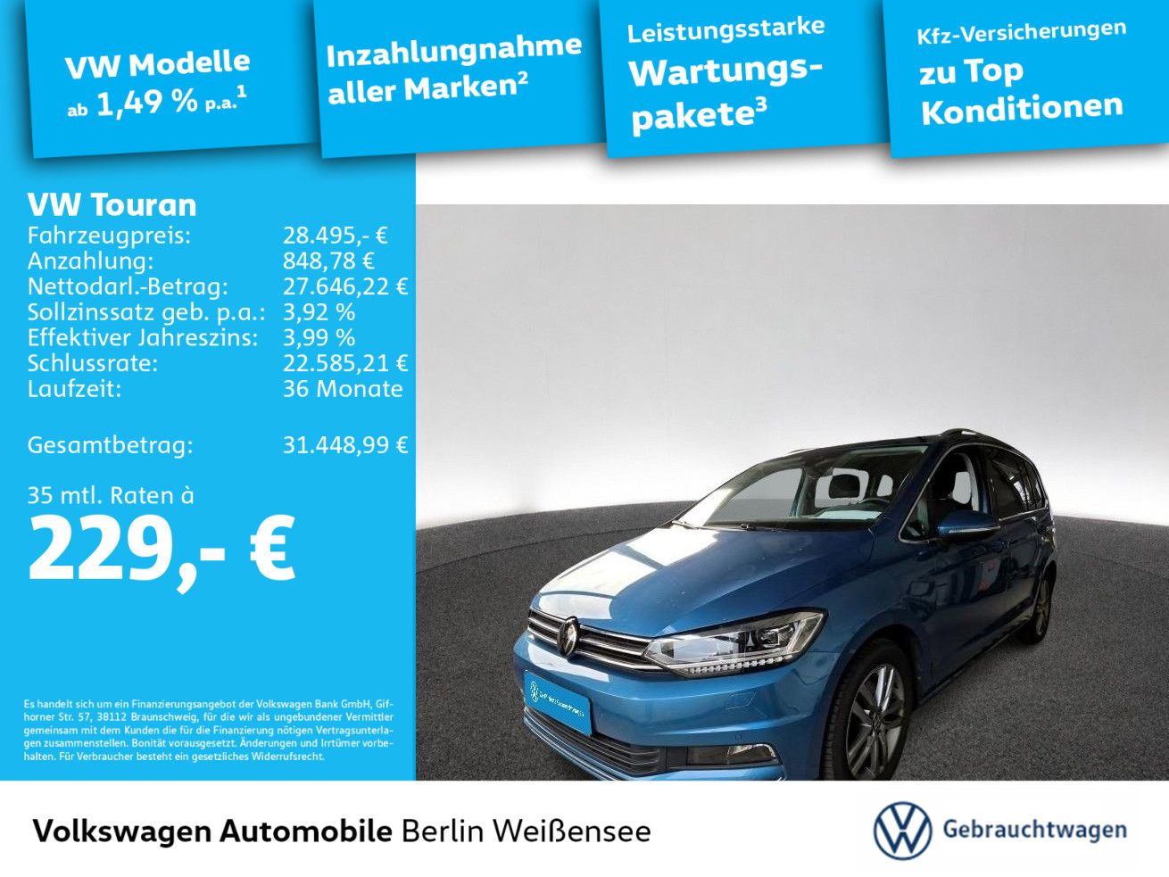 Volkswagen Touran 1.5 TSI Highline*DSG*RKF*AHK*LED*NAVI*AAC imagem 2