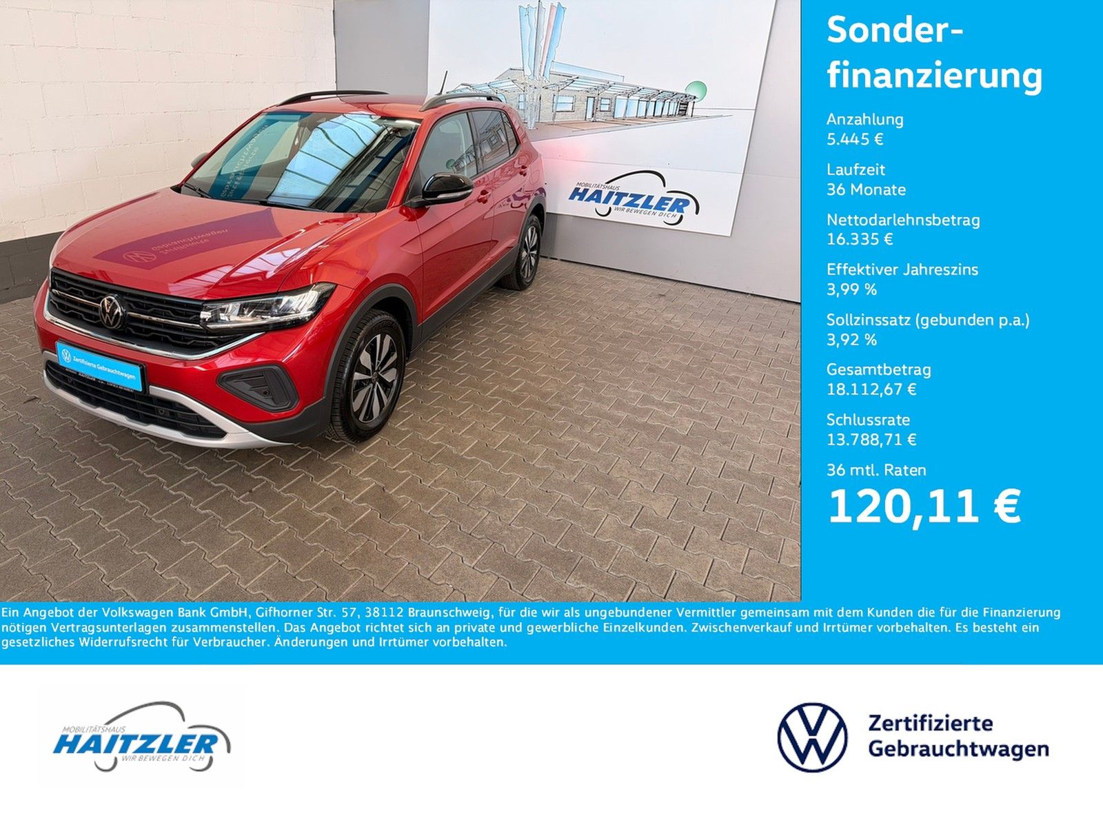 Fahrzeugabbildung Volkswagen T-Cross Goal 1.0 TSI +Navi+ACC+LED+Travel-Assist