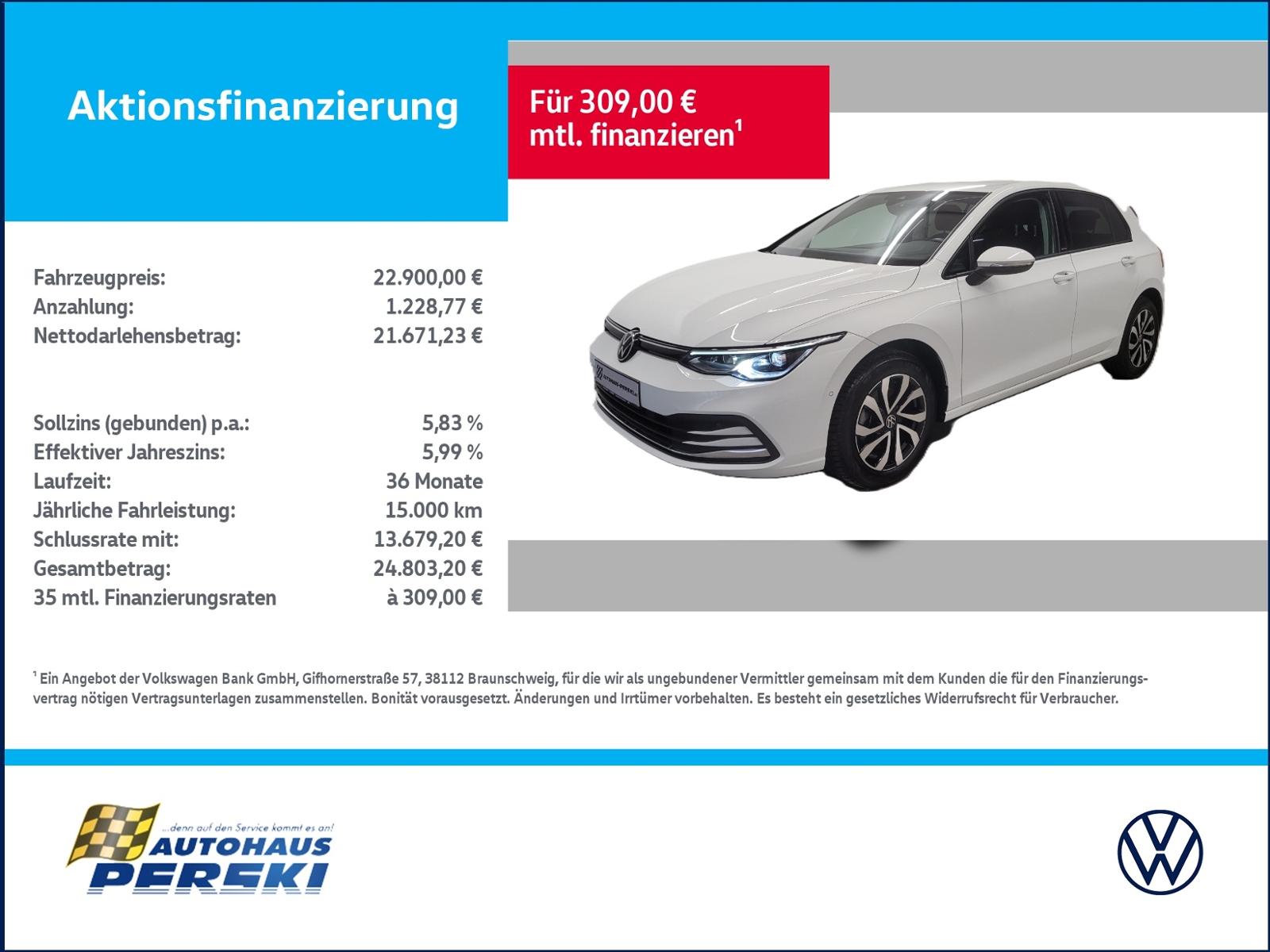 Volkswagen Golf VIII 8 1.5 eTSI Active DSG  AHK, KLIMA, NAV