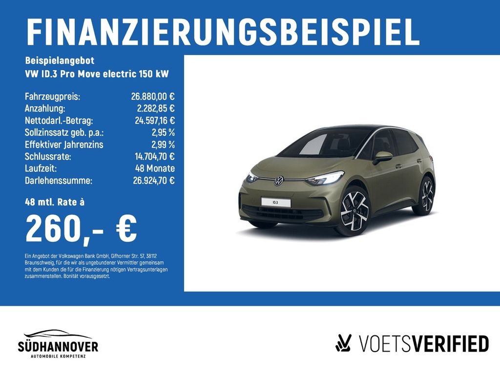ID.3 Pro Move electric 150 kW NAVI+REAR VIEW+SHZ