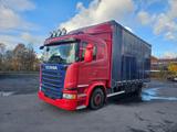 Scania G410 Volumen, Edscha, Hubdach+Tandemhänger - Tieflader Tandem