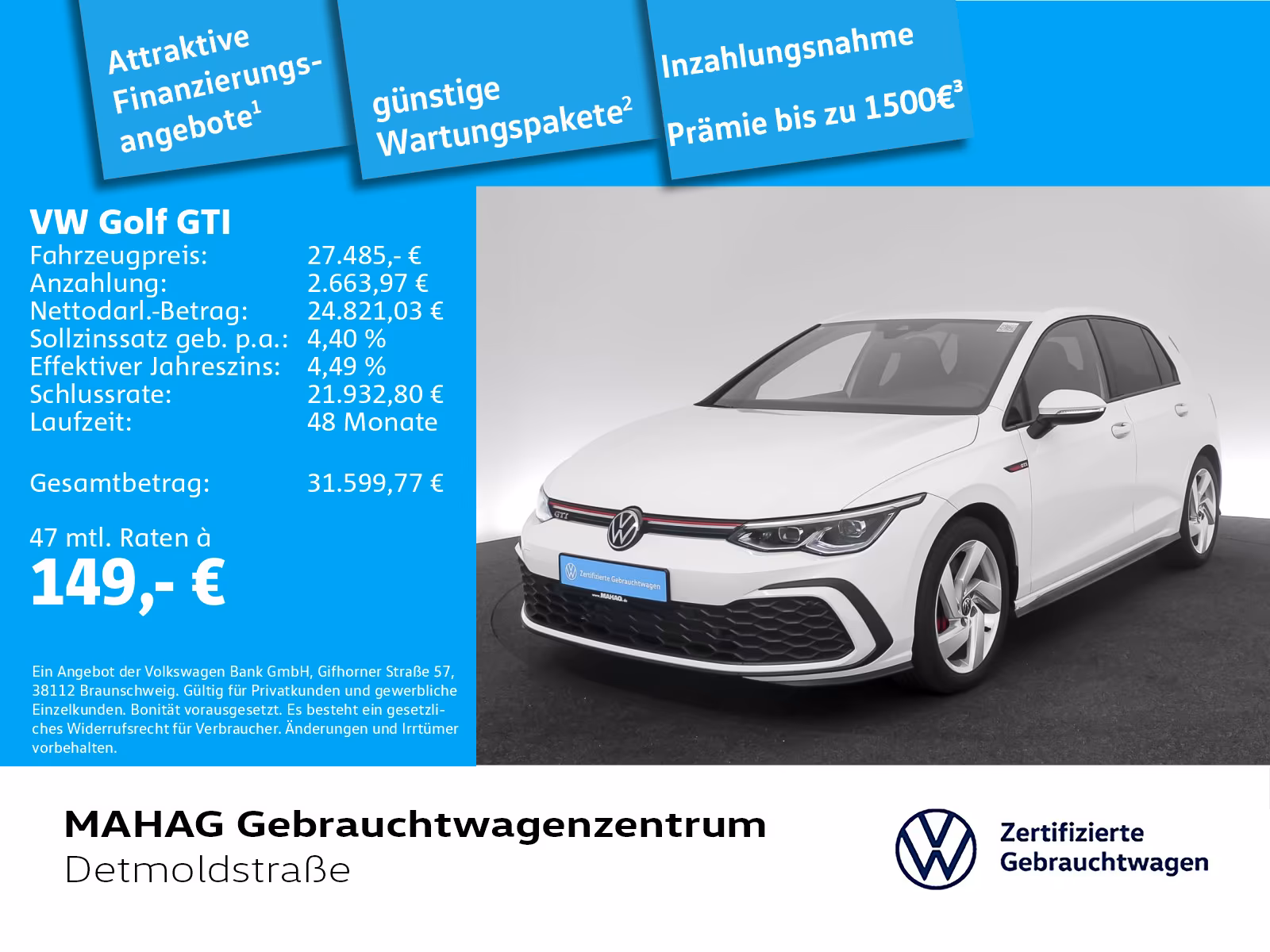 Volkswagen Golf VIII GTI 2.0 TSI LED+ Navi ParkPilot RearVi