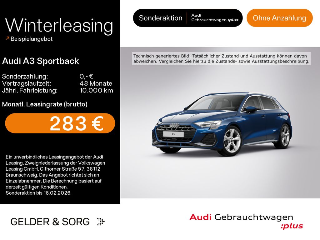 A3 Sportback 30 TFSI  S line AHK*HuD*Sonos*LED