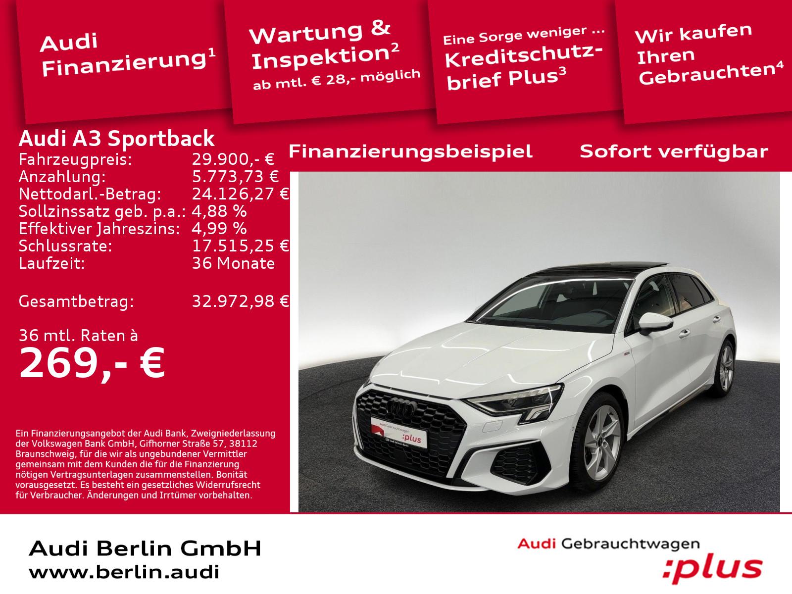 Audi A3 Sportback S line 35 TFSI S tr. LED NAVI PANO