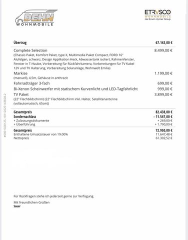 Etrusco T7.3 SF 11.547,00 € Sondernachlass!