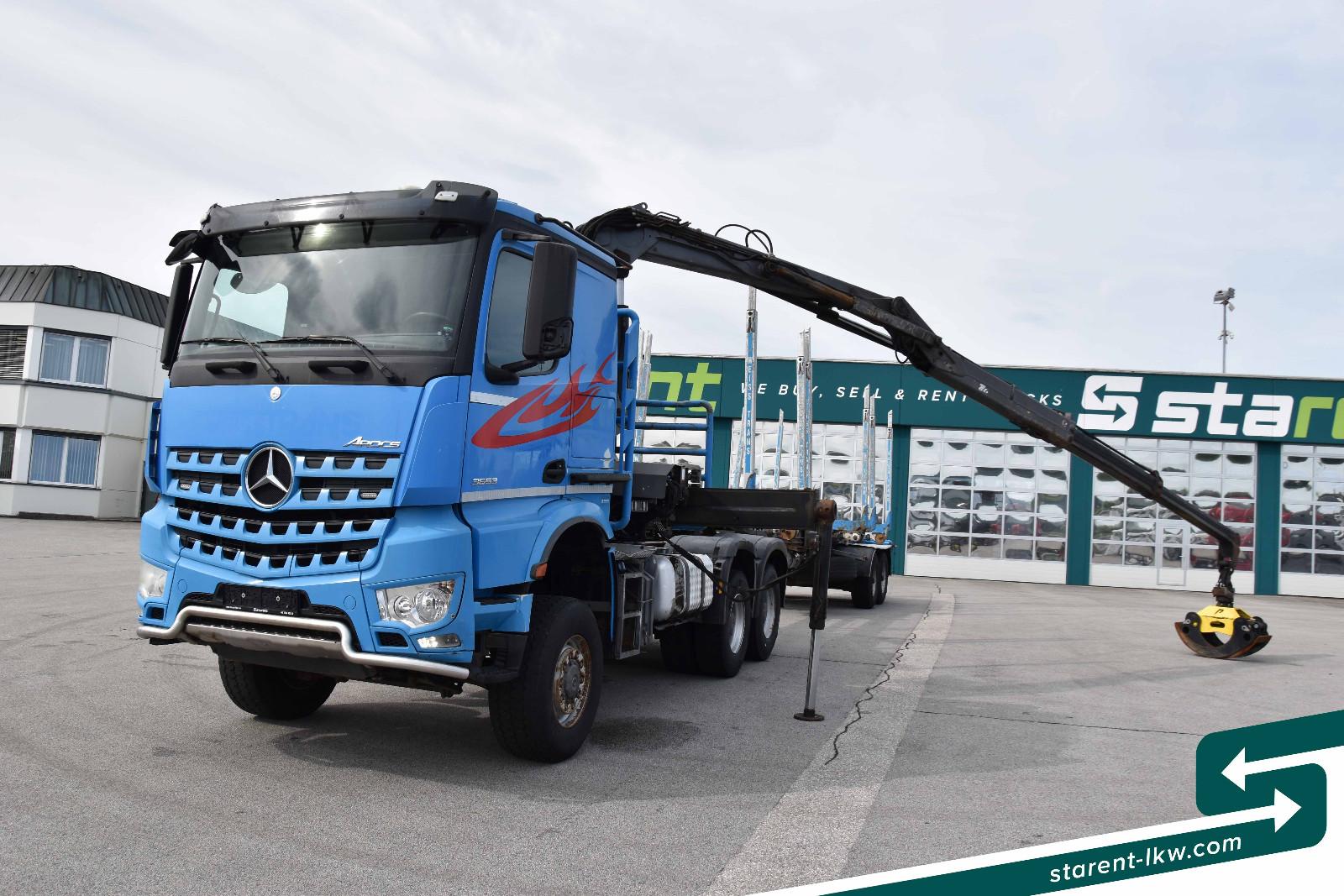 Mercedes-Benz Arocs 3653 6x6 Penz Holz kran + Ressenig
