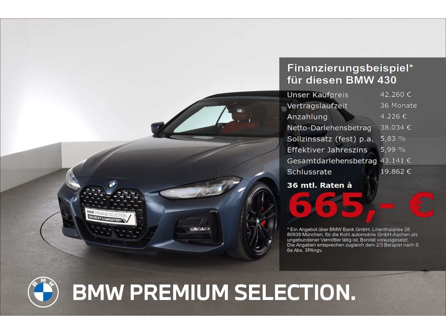 BMW 430 i Cabrio M Sport Laserlicht Anhängerkupplung foto 1