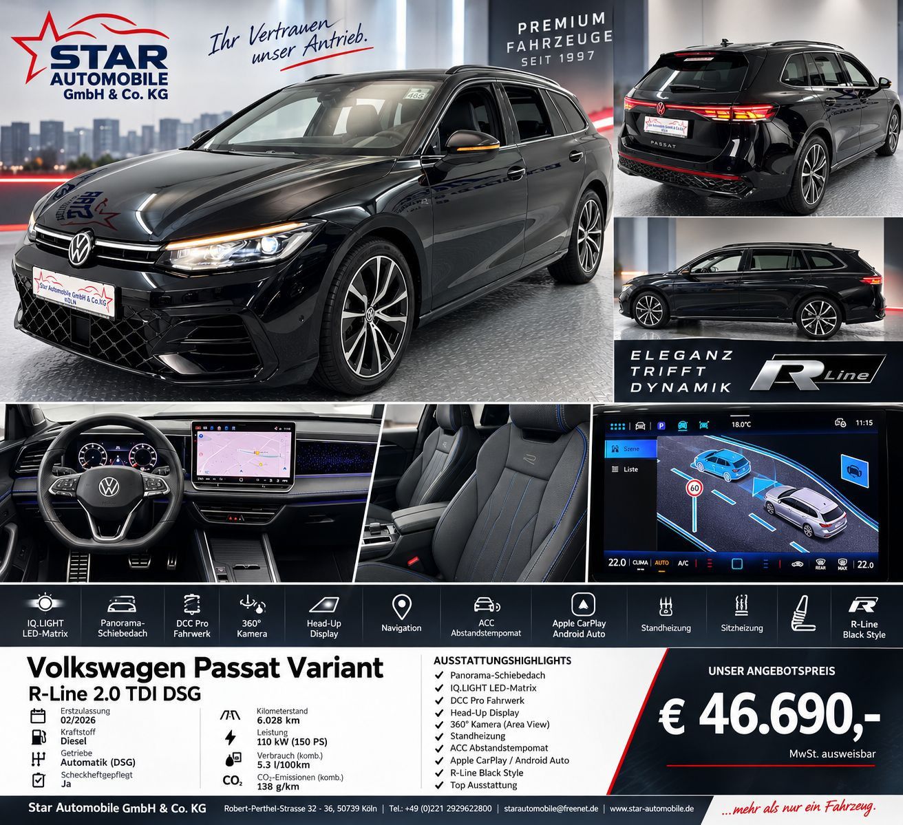 Volkswagen Passat Var. R-line 2.0 TDI 110 kW NAVI SH STANDH foto 2