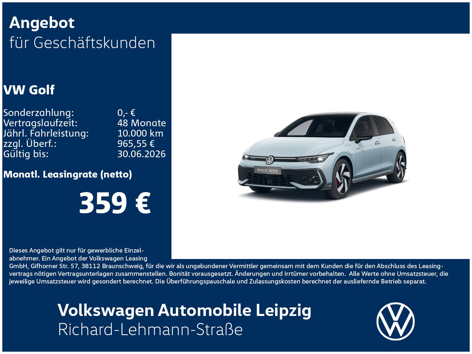 Volkswagen Golf GTE 1.5 l eHybrid 200 kW DCC*IQ.LIGHT*RFK