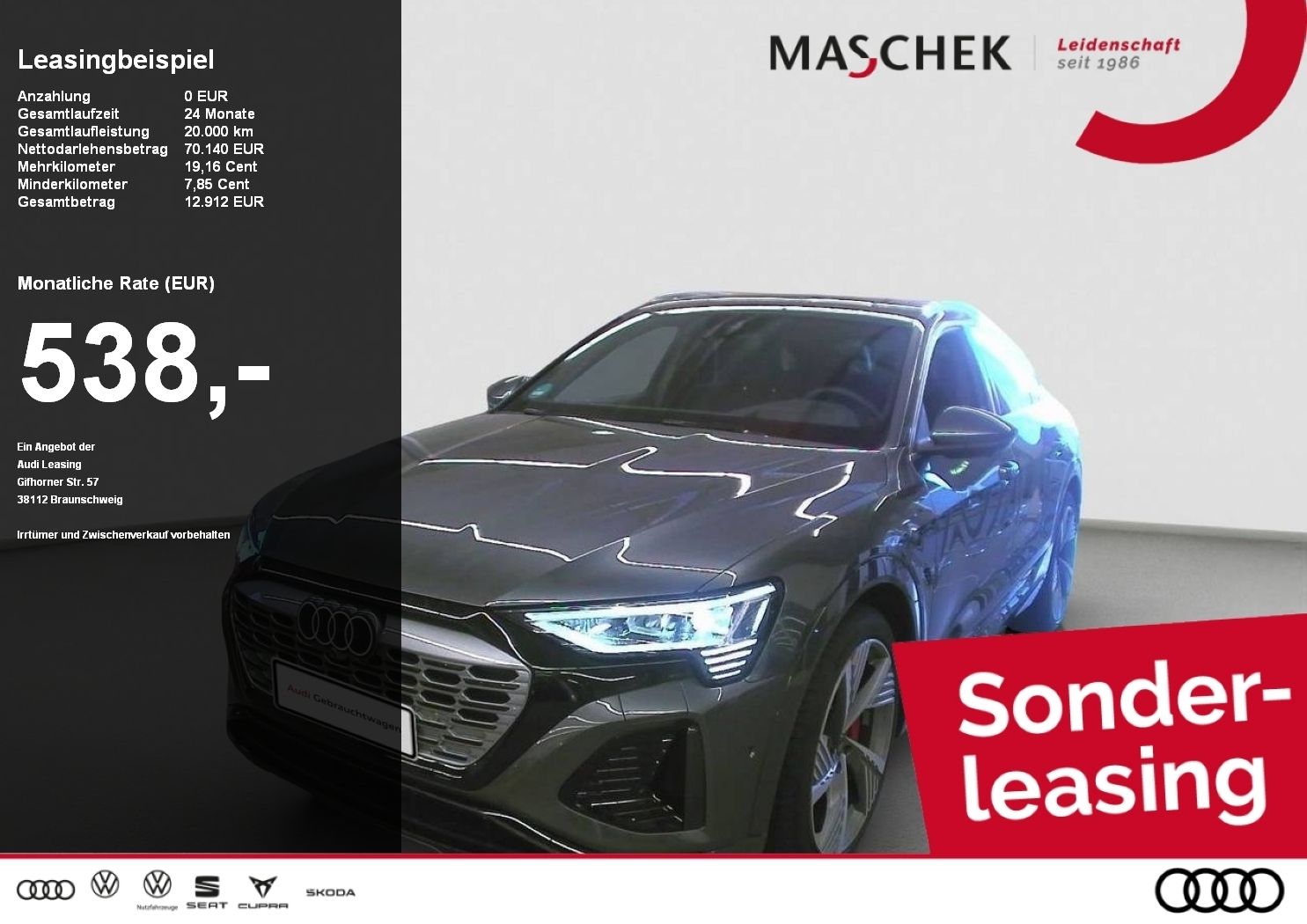 Audi Q8 e-tron Sportback S line 55 quat AHK Matrix Pa