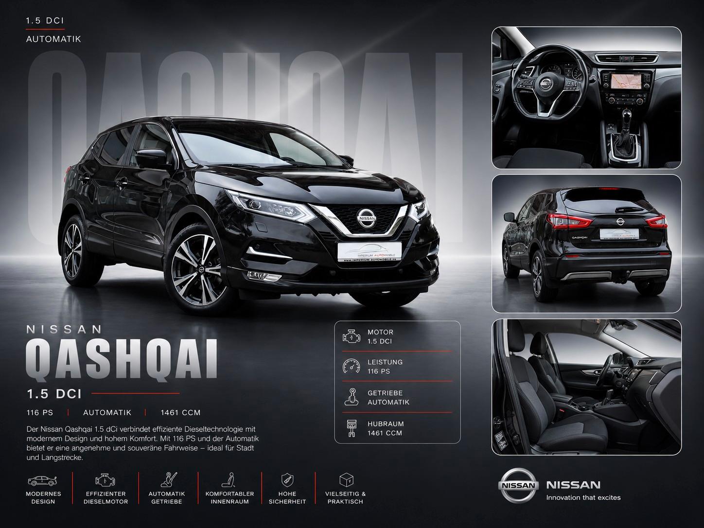 Nissan Qashqai 1.5d dCi *LED*NAV*KEYL*TEMP*360*AHK*18"