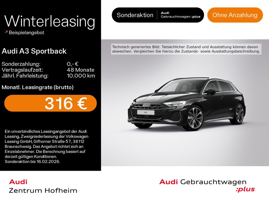 A3 Sportback 35 TFSI 2x S line S tro*Sonos*Stand