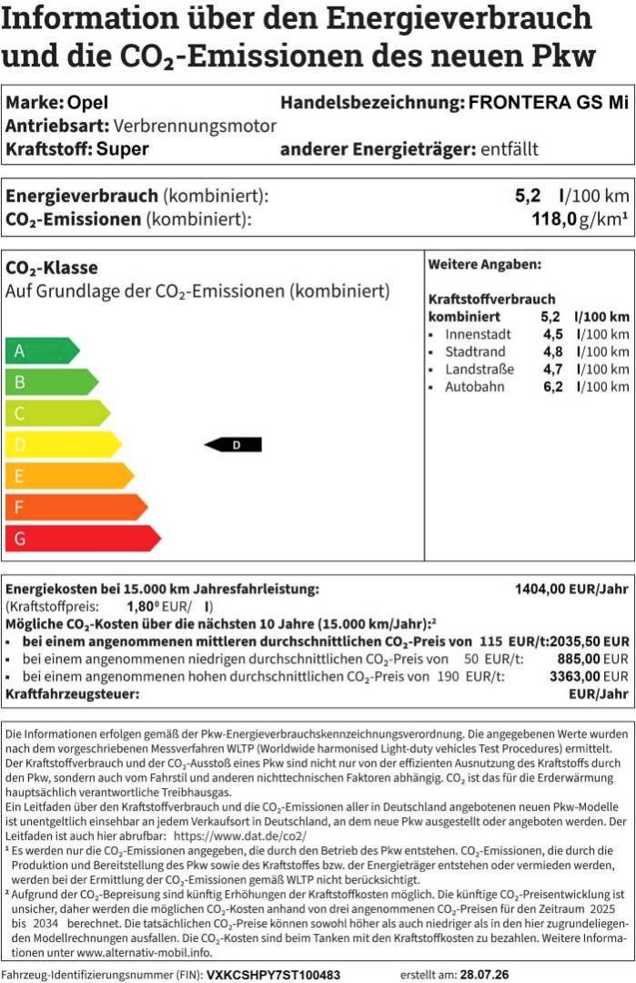 Fahrzeugabbildung Opel FRONTERA GS MildHybrid 107KW Automatik