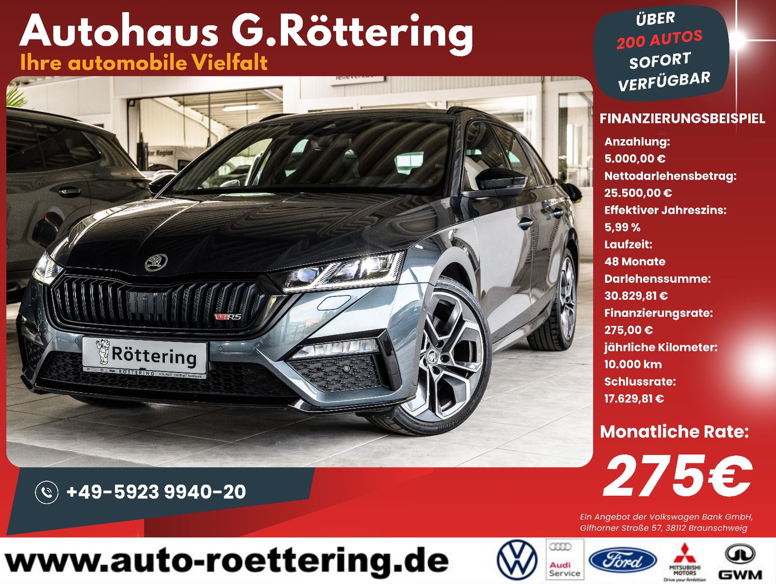 Fahrzeugabbildung SKODA Octavia 2.0 TSI DSG RS COMBI NAVI/ACC/AHK/SZH