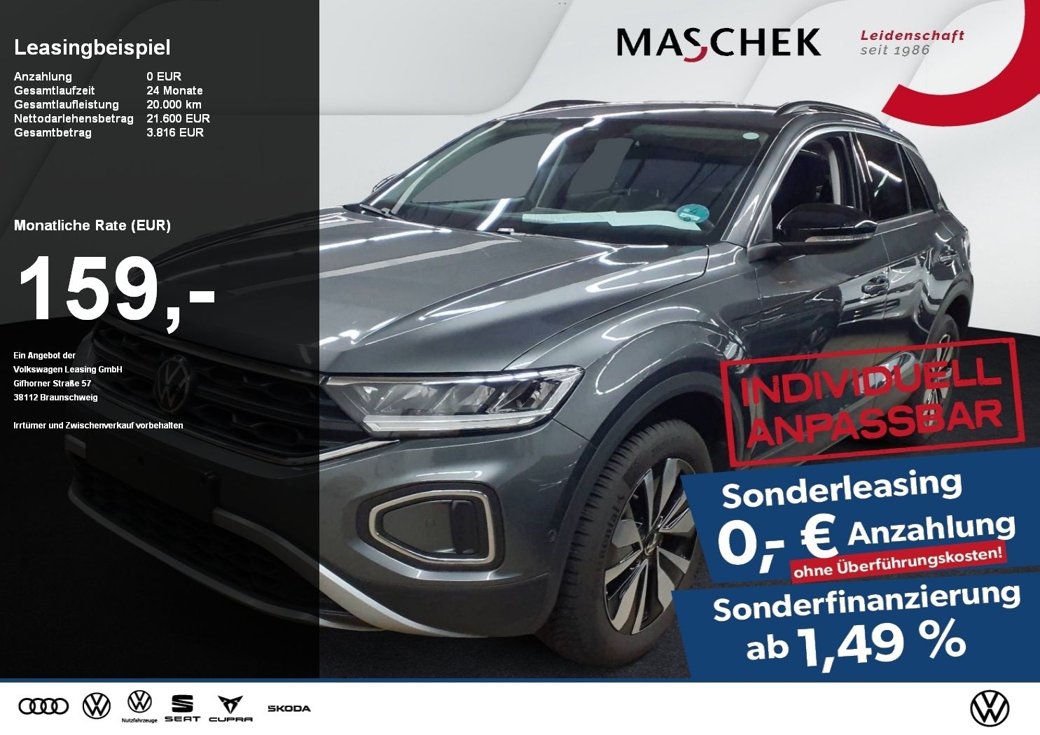 Volkswagen T-ROC Goal 1.0 TSI Sonderleasing ohne zzgl Koste