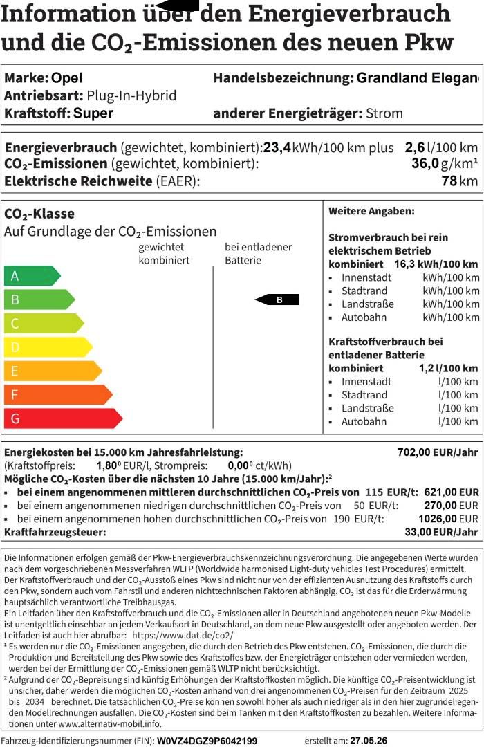 Fahrzeugabbildung Opel Grandland Elegance PHEV 165 KW Automatik